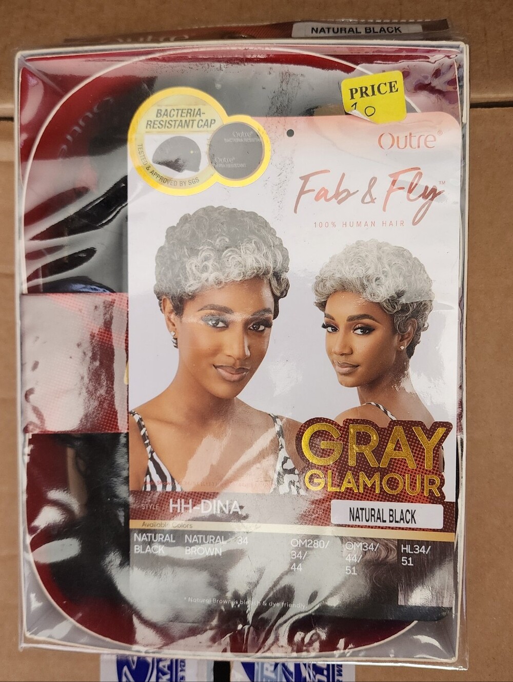 Fab & Fly Gray Glamour 100% Human Hair Wig - Natural Black